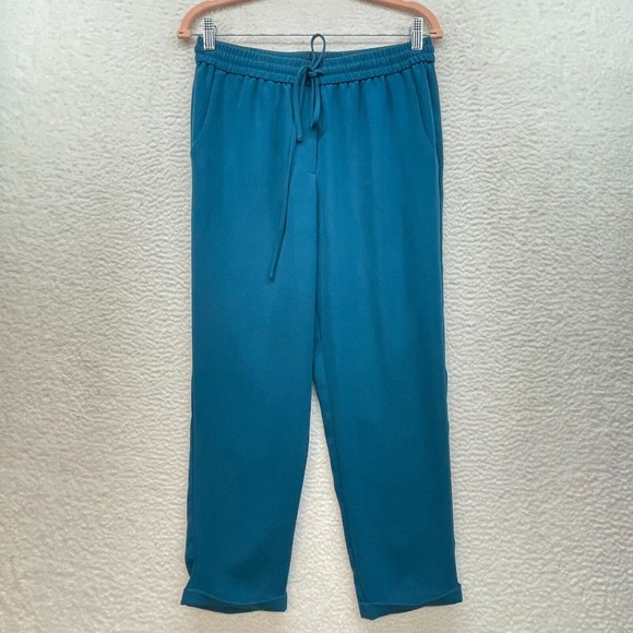 J Crew Pants Womens 6 Blue Jogger Elastic Waist Drawstring Straight Ankle Preppy - Picture 1 of 12